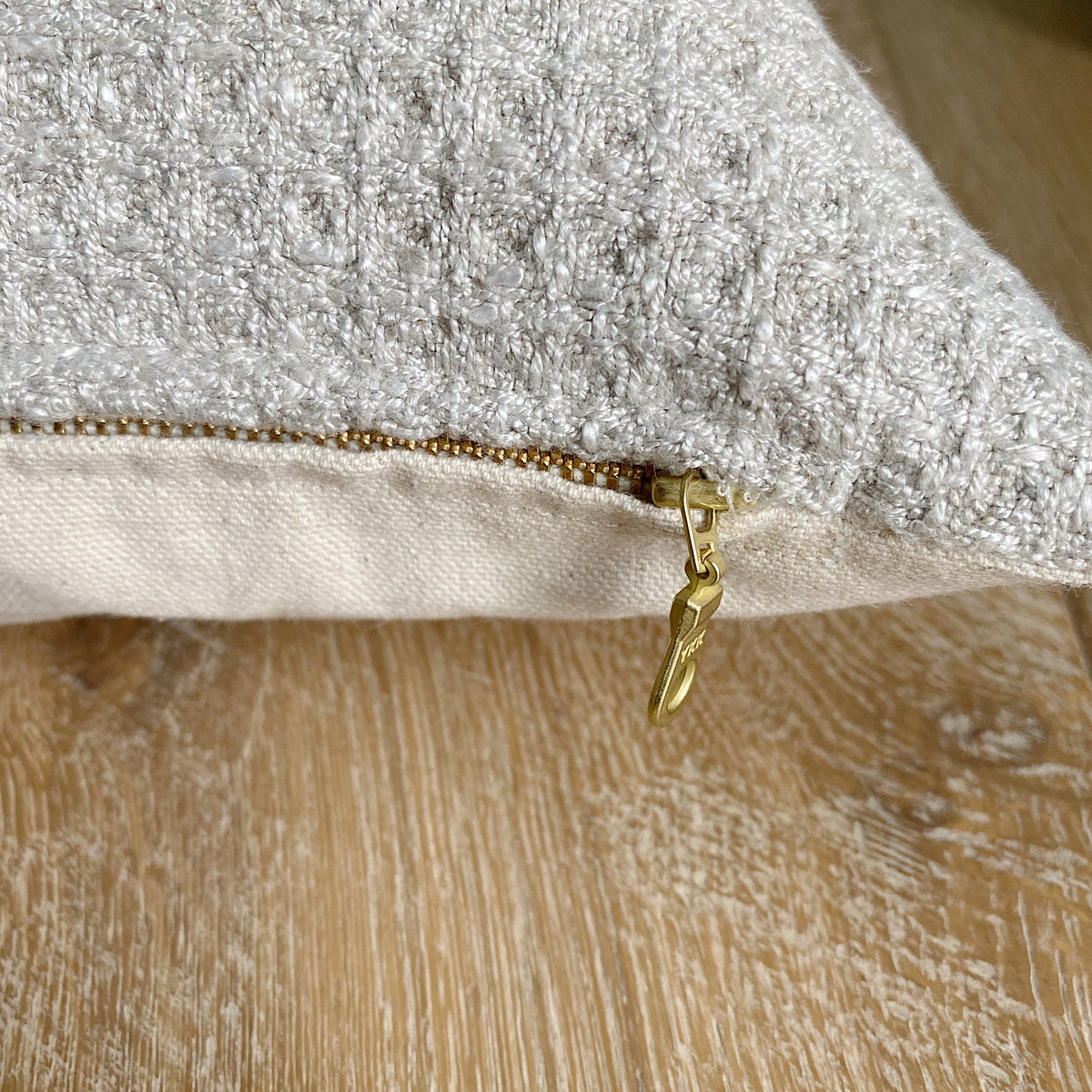 Nadia Warm Gray Waffle Textured Pillow Cover