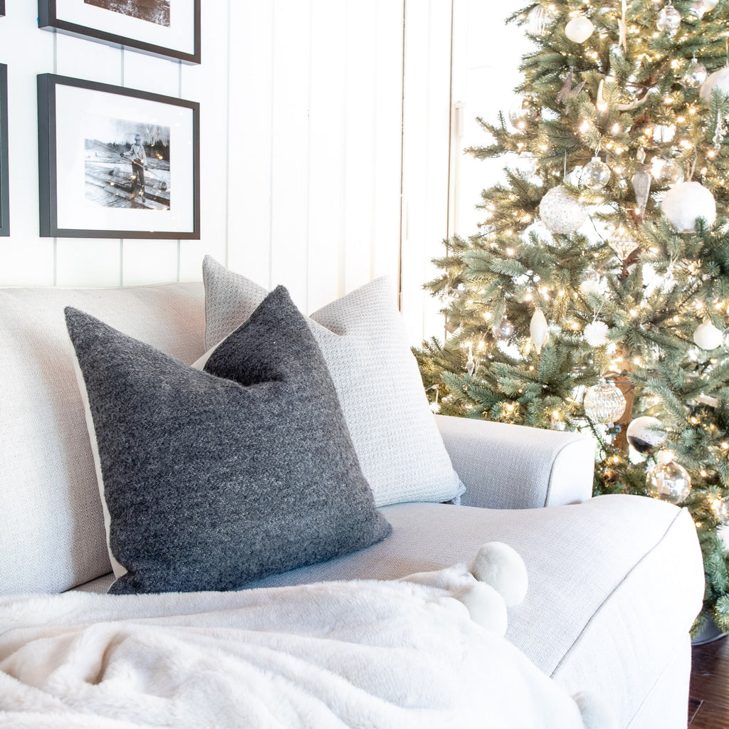 Nadia Warm Gray Waffle Textured Pillow Cover