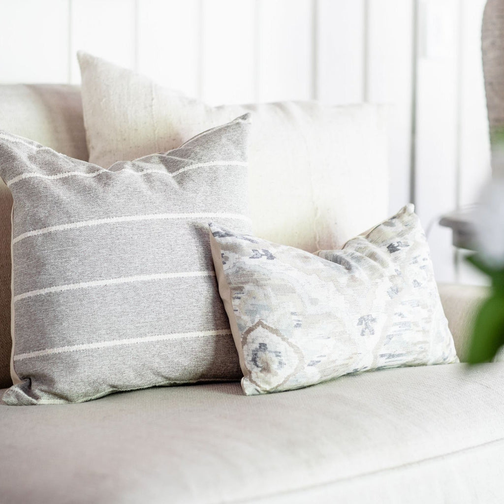 Hope Warm Gray & Ivory Striped Pillow Cover