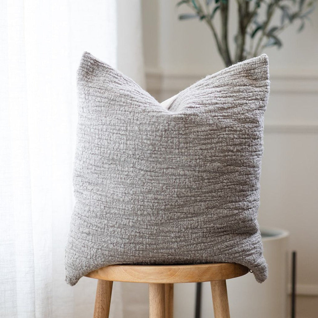 Mocha Warm Taupe Bouclé Pillow Cover