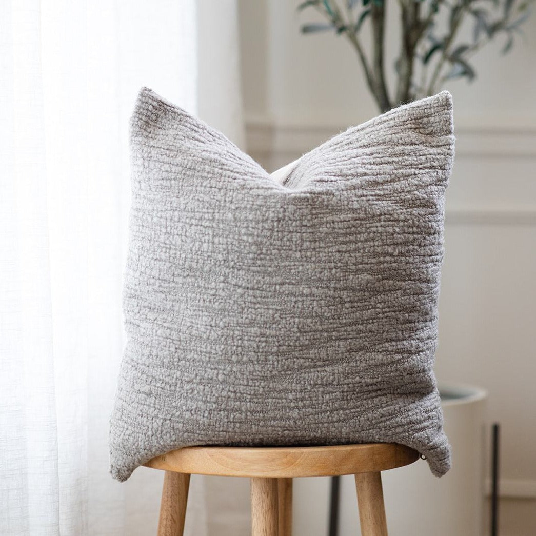 Mocha Warm Taupe Bouclé Pillow Cover