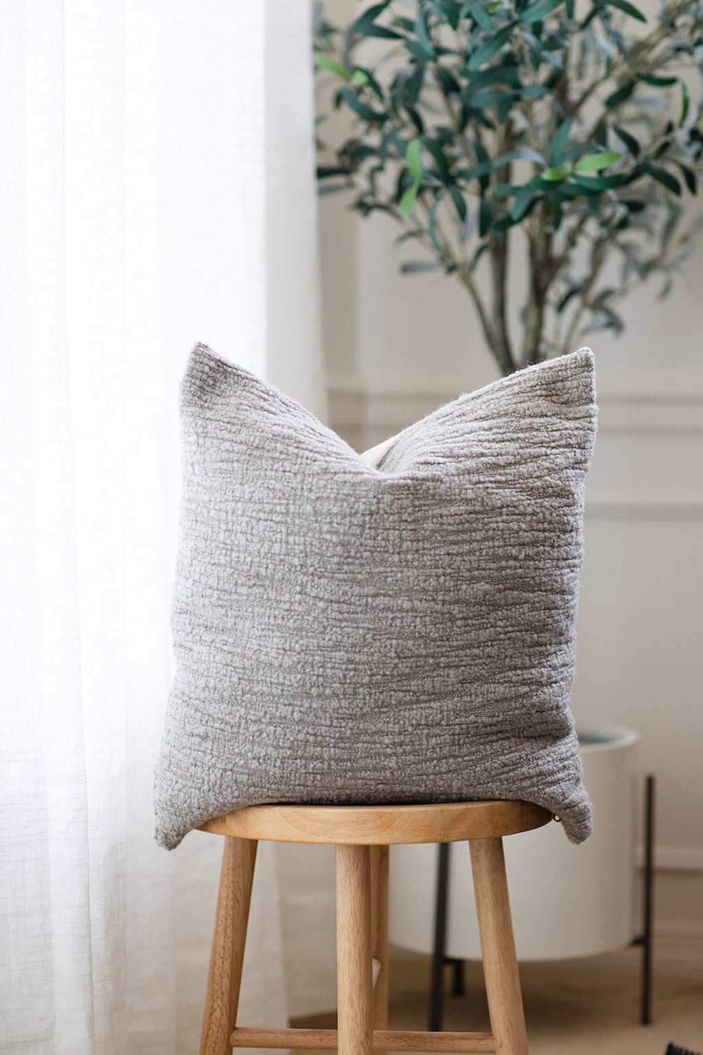 Mocha Warm Taupe Bouclé Pillow Cover