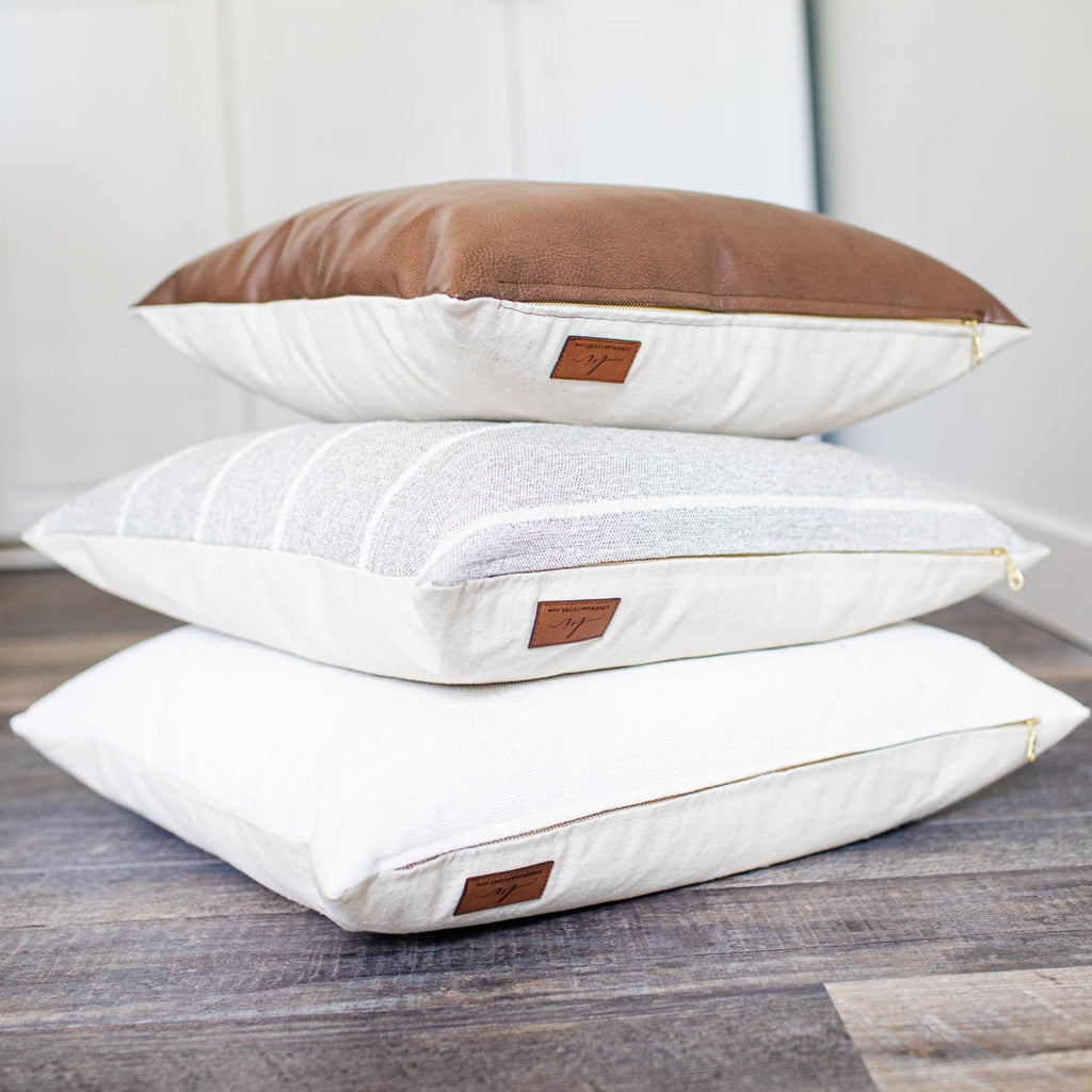 Hope Warm Gray & Ivory Striped Pillow Cover