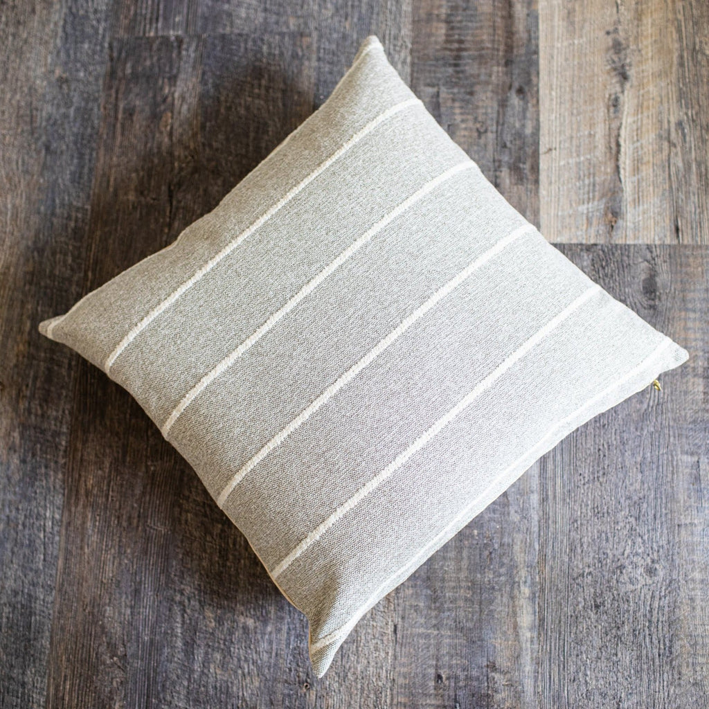 Hope Warm Gray & Ivory Striped Pillow Cover
