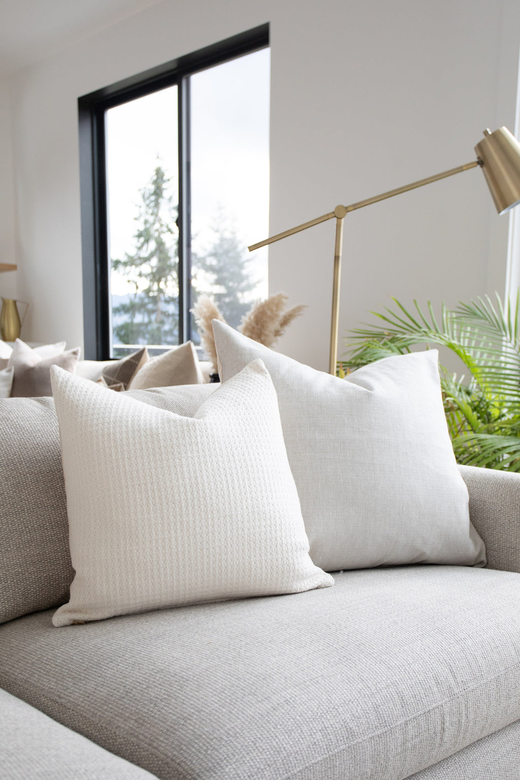 Nadia Ivory Waffle Textured Pillow Cover