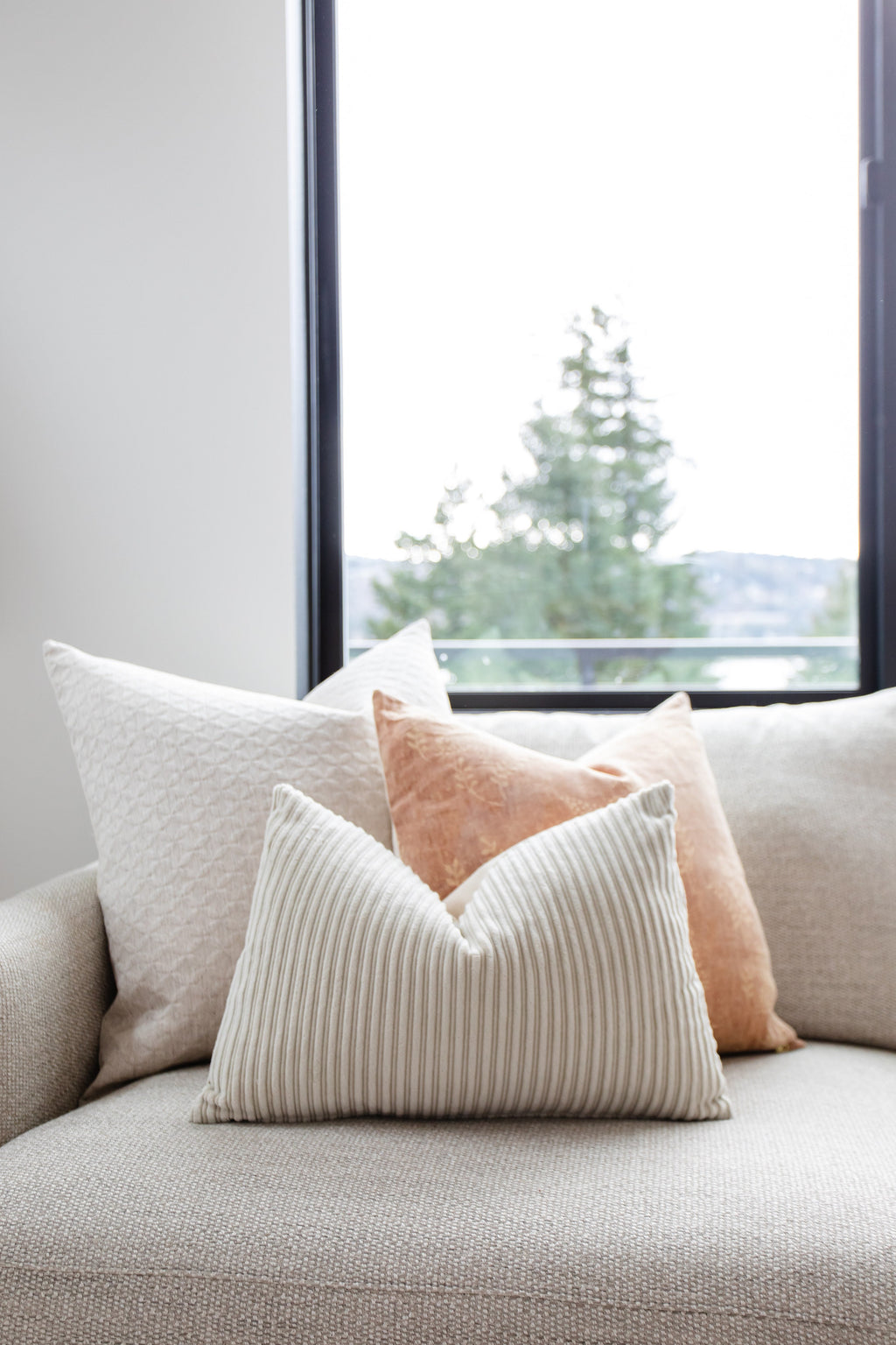 Fiona Neutral Topiary Textured Pillow Cover