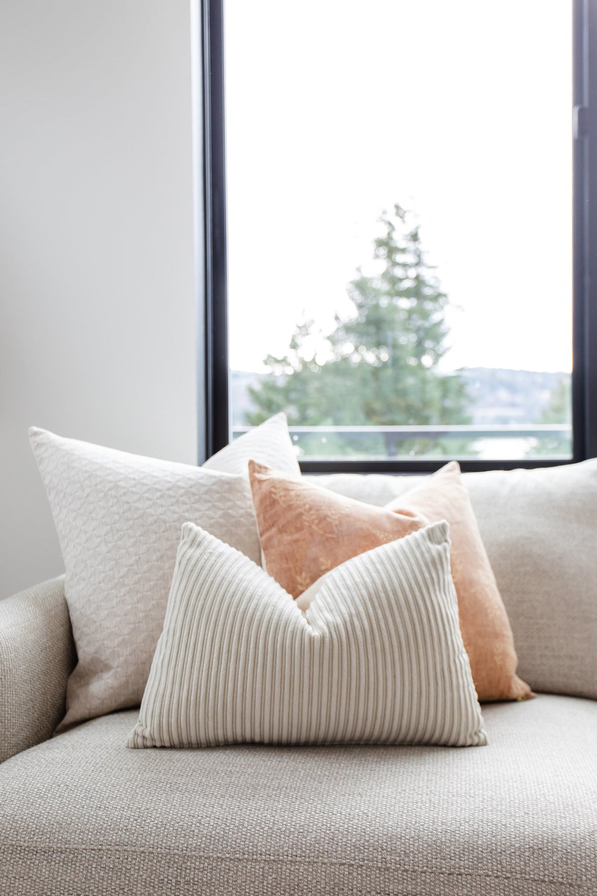 Fiona Neutral Topiary Textured Pillow Cover