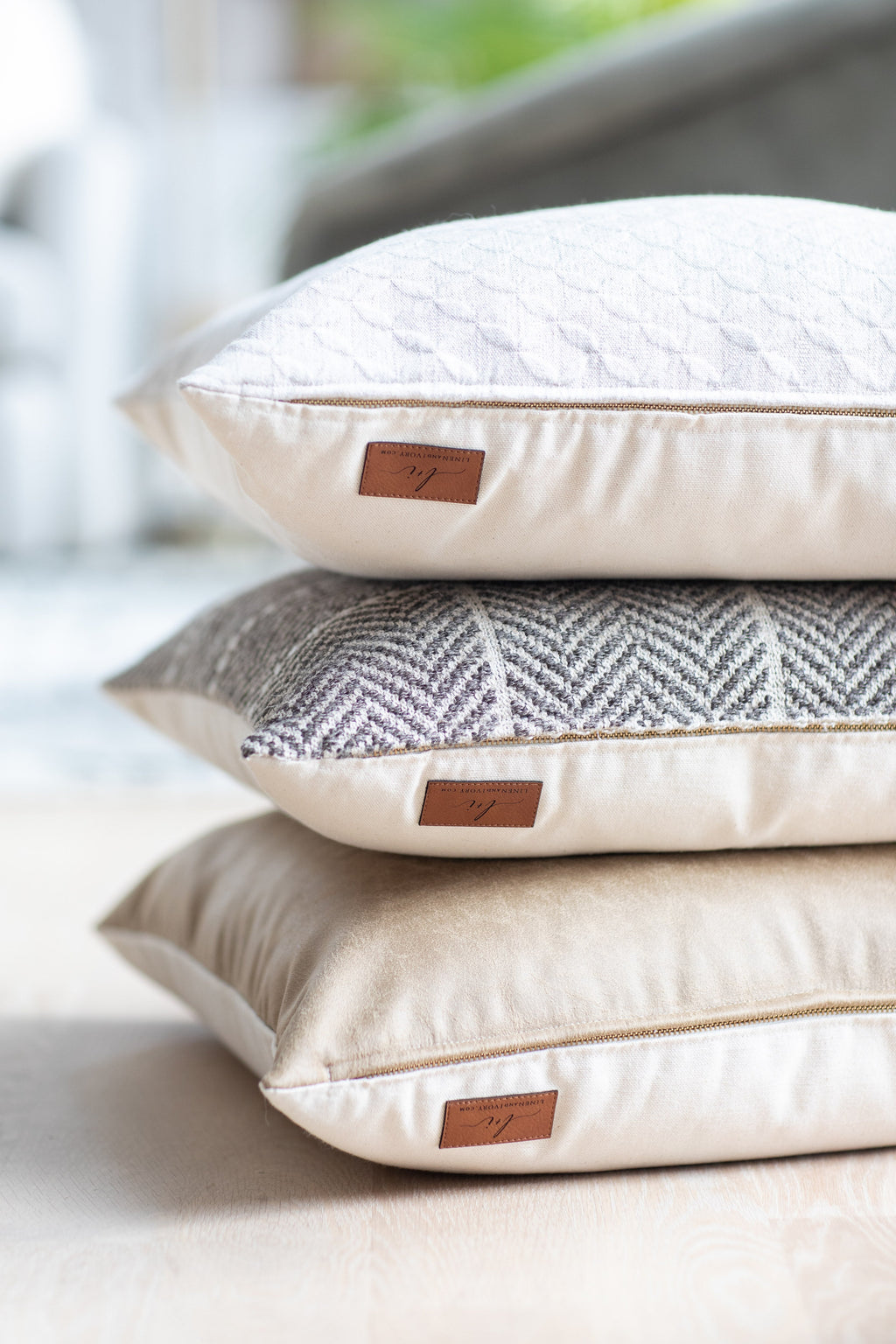 Fiona Neutral Topiary Textured Pillow Cover