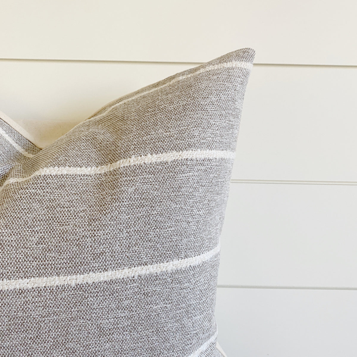 Hope Warm Gray & Ivory Striped Pillow Cover