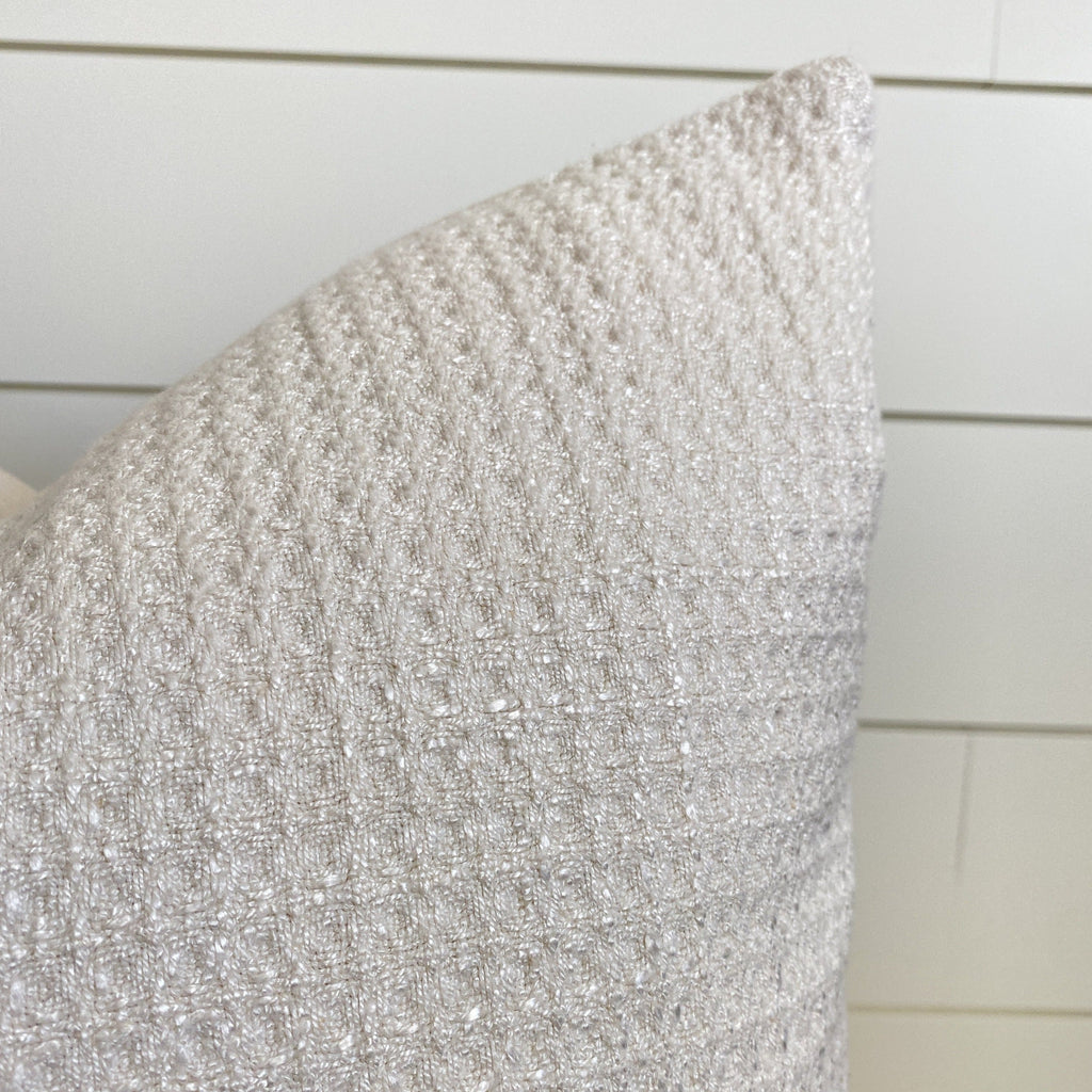 Nadia Ivory Waffle Textured Pillow Cover