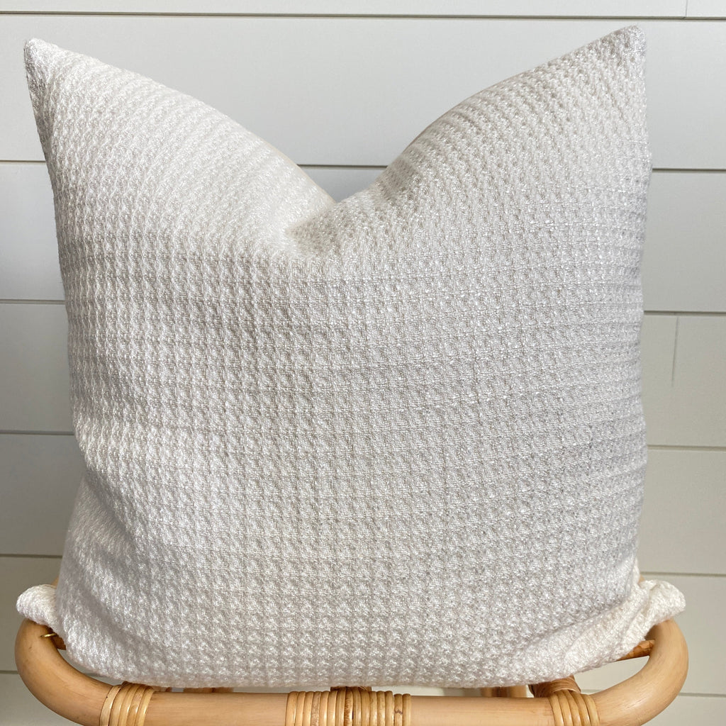 Nadia Ivory Waffle Textured Pillow Cover