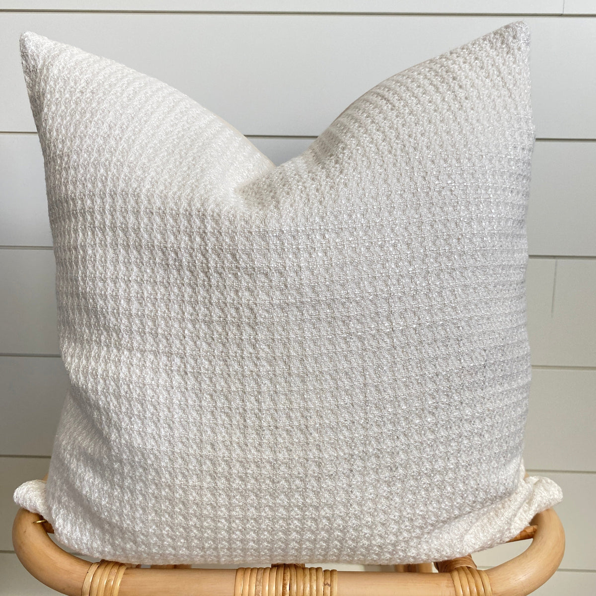 Nadia Ivory Waffle Textured Pillow Cover