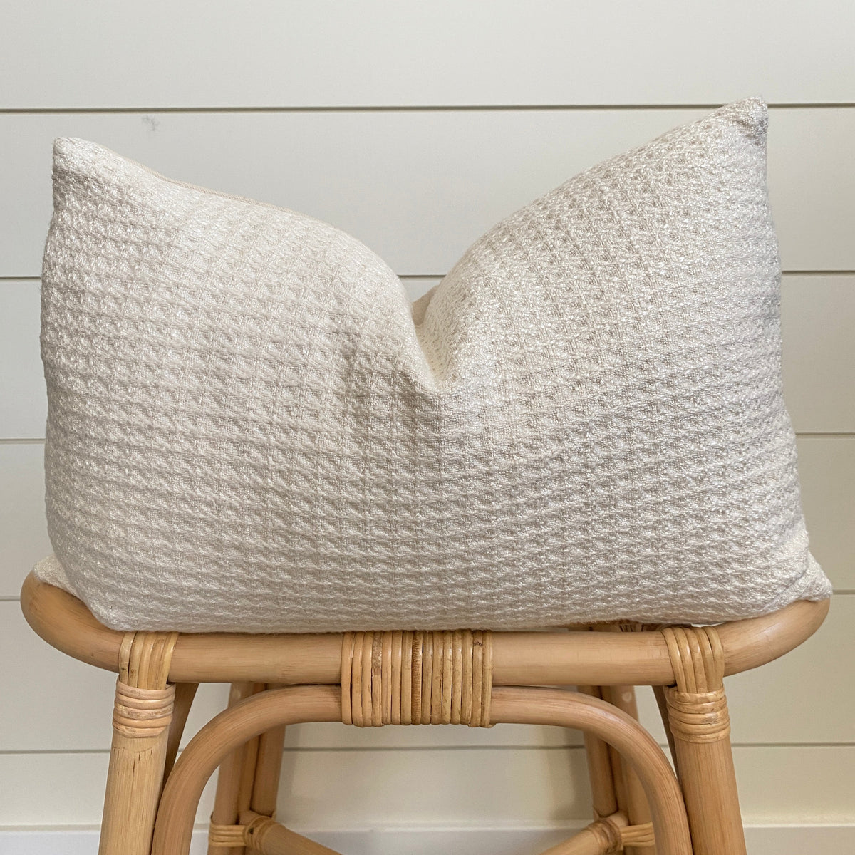 Nadia Ivory Waffle Textured Pillow Cover